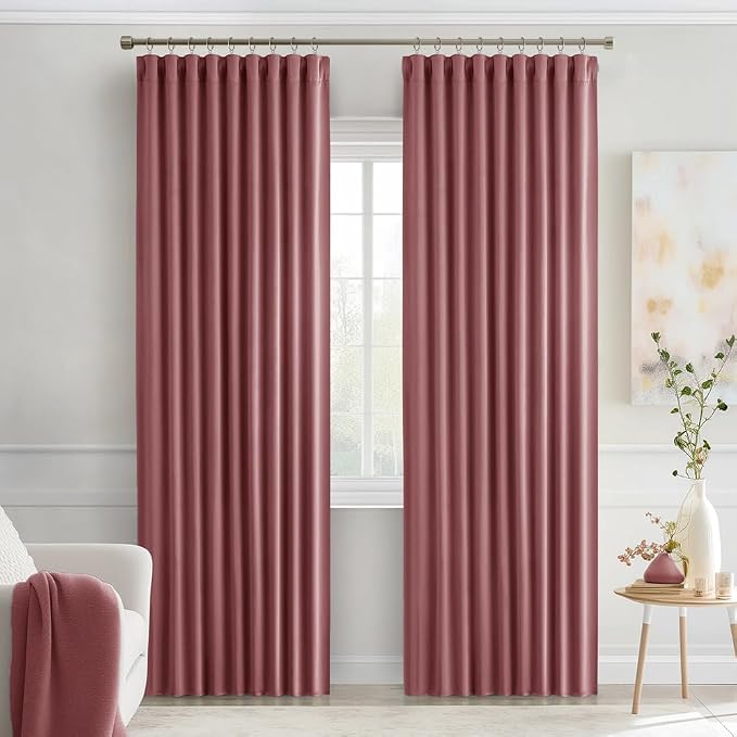MIULEE Dusty Rose Back Tab Blackout Curtains 72 Inches Long 2 Panels Set - Image 9