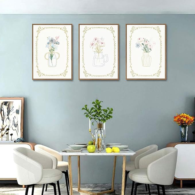 KISSFOX 3 Piece Floral Framed Wall Art Flower Pictures Wall Decor Wildflowers - Image 2