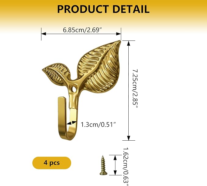 Decorative Wall Hooks 4 Pack, Metal Curtain Holdbacks - Image 2