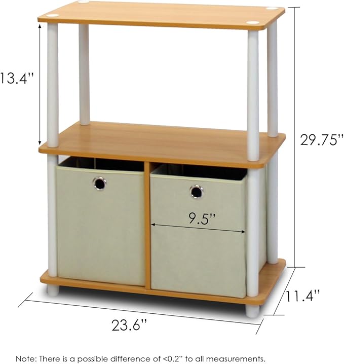 Furinno 99152BE/WH/IV 3-Tier Go Green Multipurpose Storage Rack Shelving Unit - Image 3