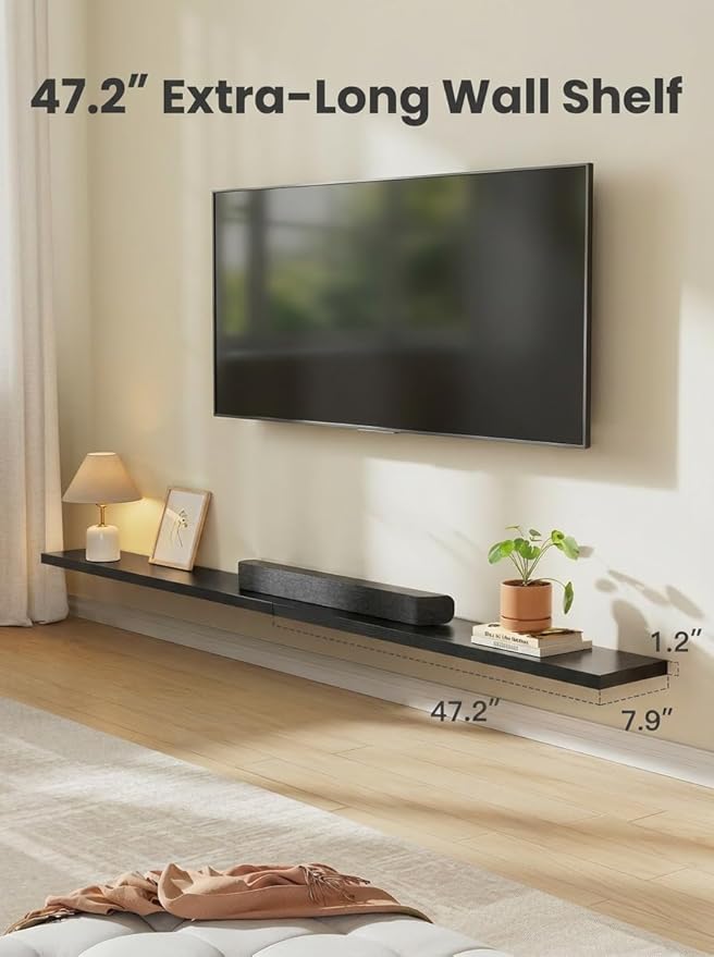 AMADA HOMEFURNISHING 47.2" L Floating Shelves, Wall Shelves Set of 3 - Image 4