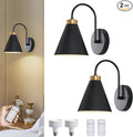 Powfloven Vintage Rechargeable Wall Sconces Set of 2, Battery Operated Bedside by Powfloven