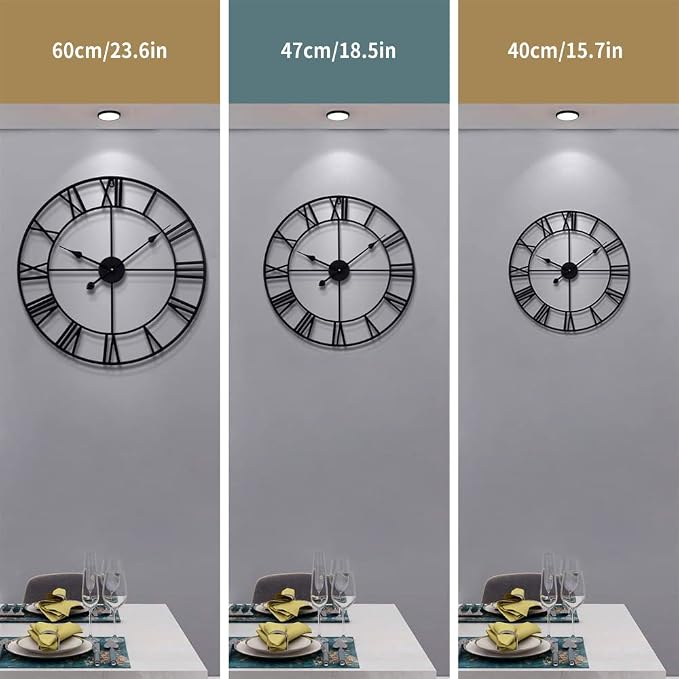 LEIKE Large Wall Clock, Non Ticking, Battery-Operated, Rustic Round Modern - Image 5