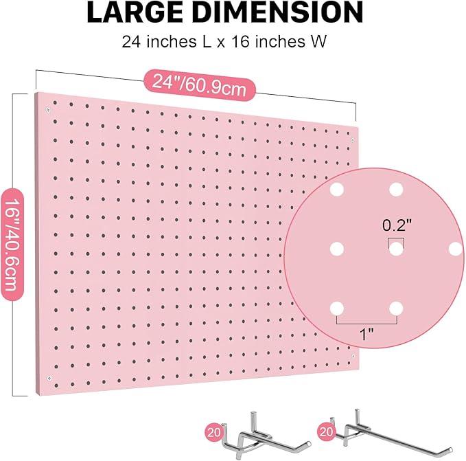 Peg Board, 4 Pack Metal Pegboard Panels Pink Pegboards Wall Organizer - Image 2