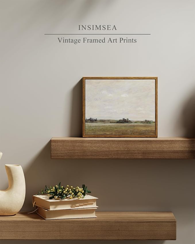 InSimSea Framed Canvas Wall Art, Vintage Landscape Painting, Rustic Nature - Image 2