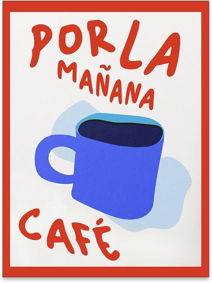 Kitchen Wall Art Por La Mañana Cafe Print Vintage Coffee Artwork Pictures by PDFI