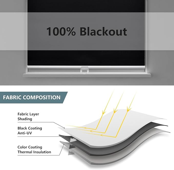 AOSKY Cordless Roller Shades Blackout Blinds - Image 4