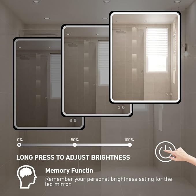 30X36 Inch LED Mirror for Bathroom, Large Wall Mounted Makeup Mirror, Dimmable - Image 5