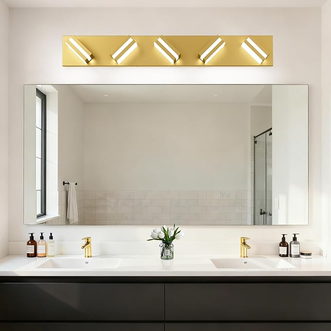 IZORRO LED Modern Bathroom Lights Fixtures, Brushed Glod Acrylic Wall Lighting - Image 7