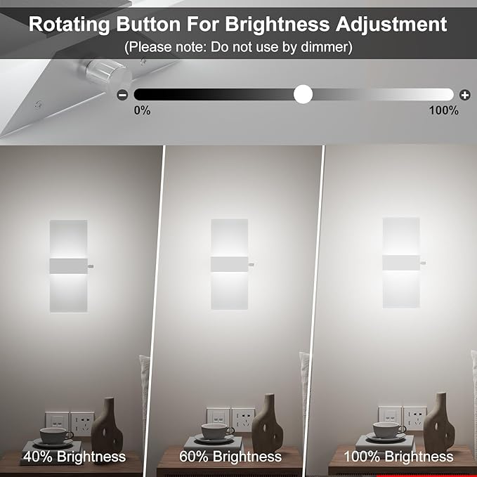 ChangM Modern Wall Sconces Set of Two, 12W Acrylic Led Wall Light, Equipped - Image 2