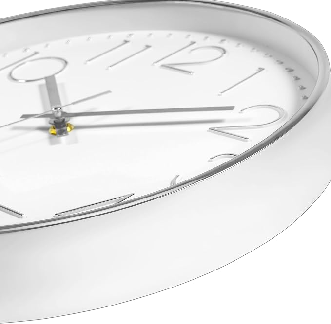 Foxtop Large Silver Wall Clock 14 Inch Silent Non-Ticking Battery Operated - Image 7