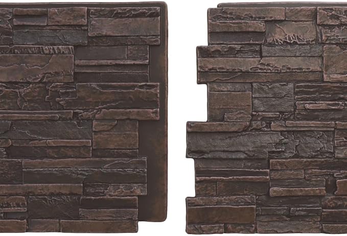 EverStone Cascade Faux Stone Panel, 48 5/8"W x 24 3/4"H x 1 1/4"D, Dark Tobacco - Image 8