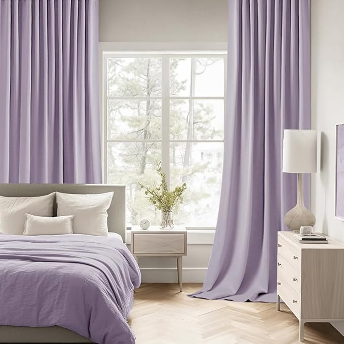 MIULEE Lilac Back Tab Blackout Curtains 90 Inches Long 2 Panels Set - Image 2