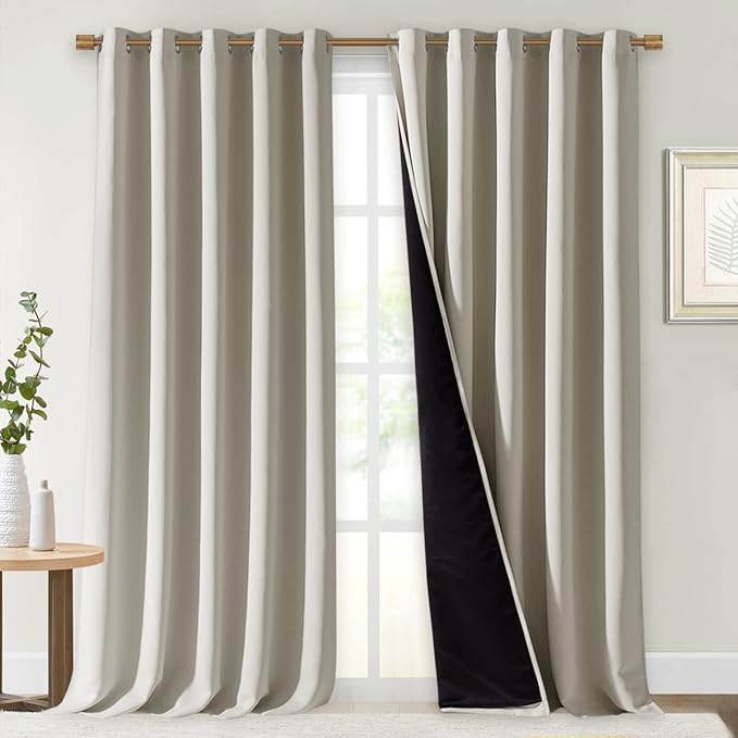 NICETOWN Full Shading Curtains for Windows, Super Heavy-Duty Black Lined by NICETOWN