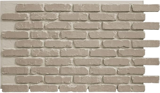 EverStone Aged Brick Faux Brick Panel, 46 7/8"W x 27"H x 1 1/4"D, Antique Pearl by EkenaMillwork