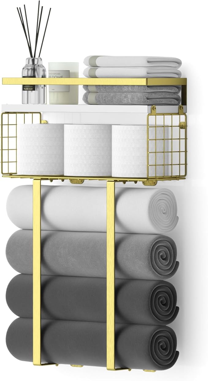 Towel Racks for Bathroom, Bathroom Shelf Over Toilet, Floating Shelves - Image 8