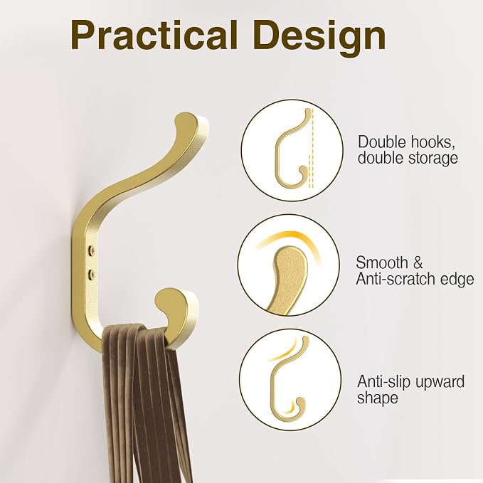 bussdis Large Wall Hooks for Hanging Coats: Heavy Duty Wall-Mount Hanger - Image 5