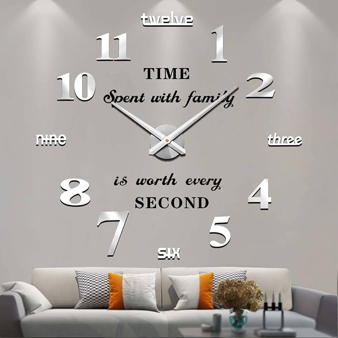 VANGOLD Large Wall Clocks for Living Room Decor, DIY Wall Clock Modern 3D Wall by Vangold