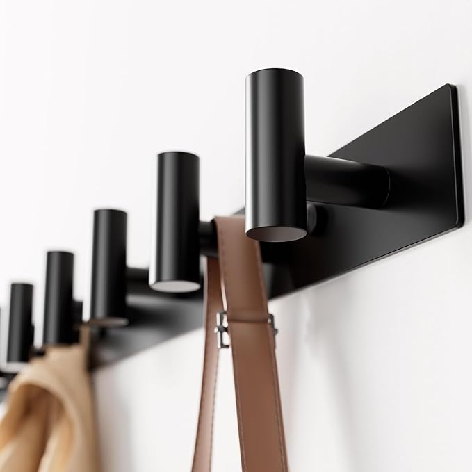 GWAAZXGZ Black Wall Mounted Coat Rack – 5 T-Shaped Pegs by GWAAZXGZ