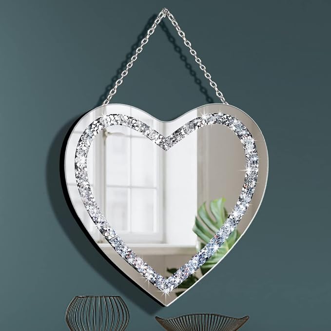 DMDFIRST Crystal Crush Diamond Heart Shaped Silver Mirror by DMDFIRST
