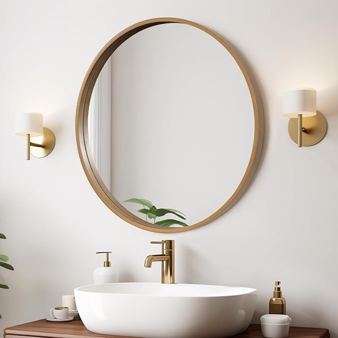 WallBeyond Round Wood Mirror 24" Circle Wall Mirror by WallBeyond