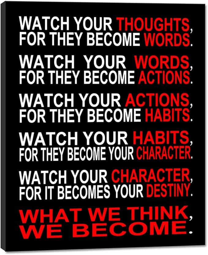 Pyradecor Watch Your Thoughts Motivational Classroom Poster Modern Canvas by Pyradecor