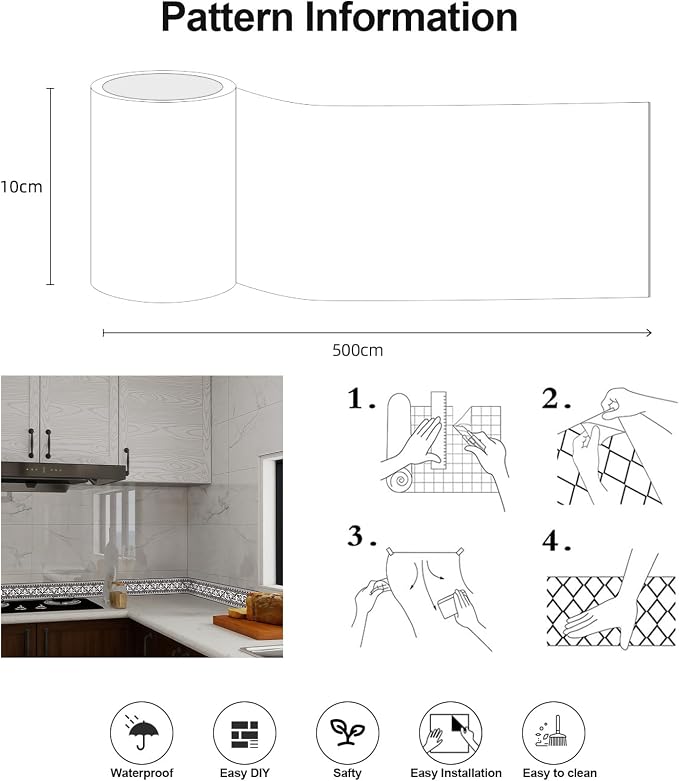 Wallpaper Border Trim Peel and Stick Vintage Black and White Boarders Self - Image 6