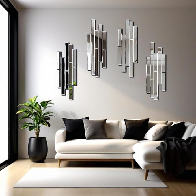 Artisan Set of 4 Silver Beveled Wall Decor Mirrors - Image 2