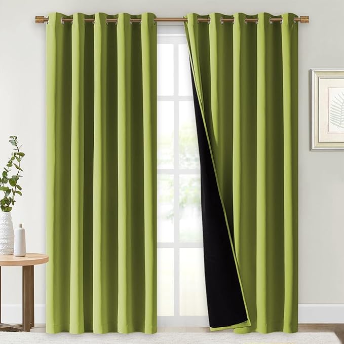 NICETOWN 100% Blackout Window Curtain Panels, Fresh Green, Cold and Full Light by NICETOWN