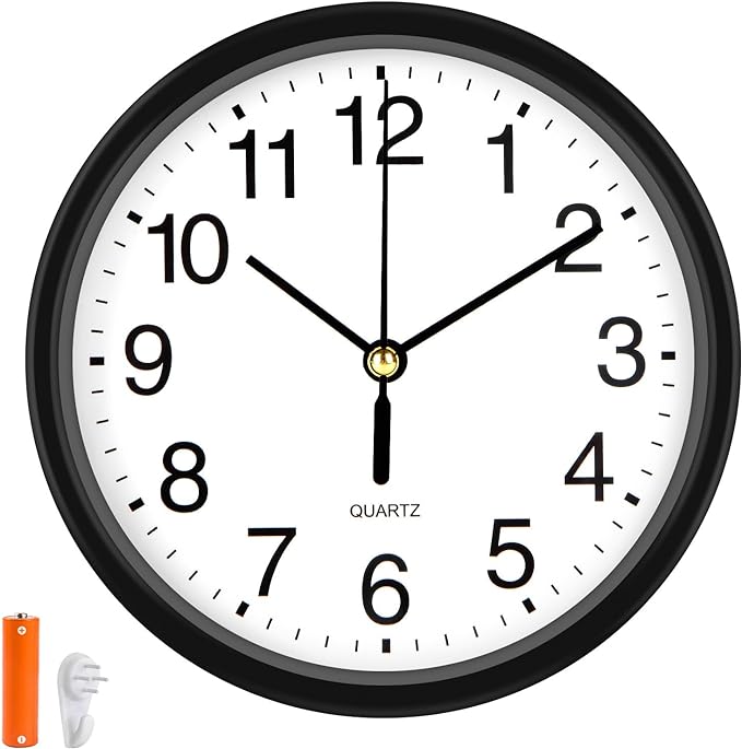 Silent Wall Clock Non Ticking, 6 Inch Wall Clocks Battery Operated, Small by EternaHora