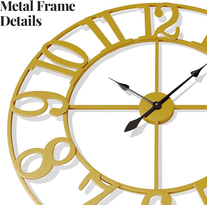 Cuspin 40 Inch Extra Large Wall Clock Gold, Battery Operated Wall Clock Silent - Image 4