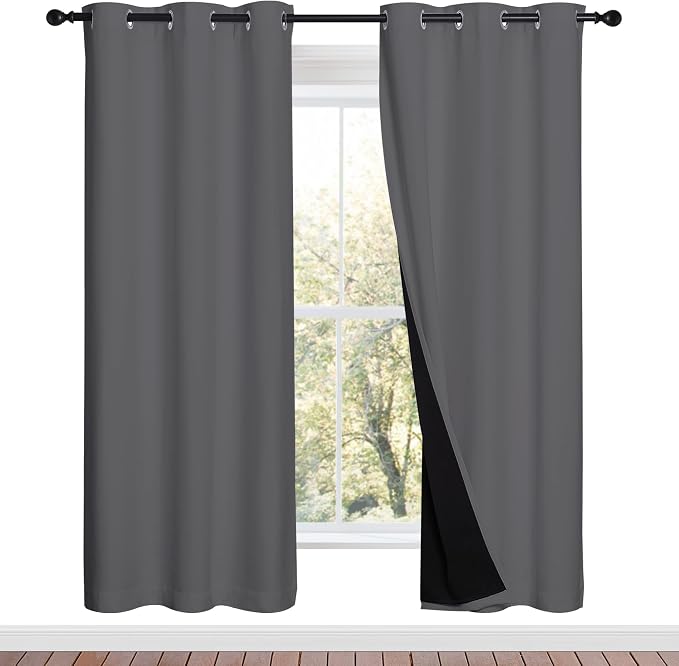 NICETOWN Grey Full Shade Curtain Panels, Pair of Energy Smart & Noise Blocking by NICETOWN