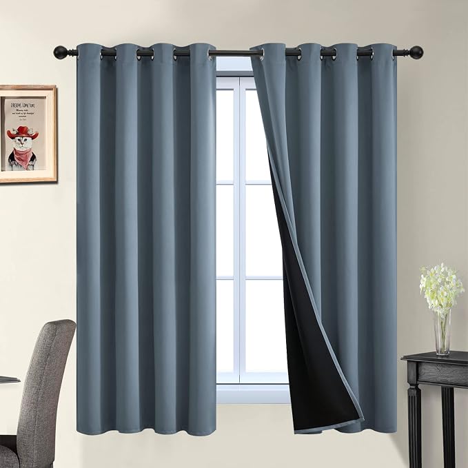 Yakamok 100% Blackout Lined Panels, Room Darkening Thermal Insulated Blackout by Yakamok