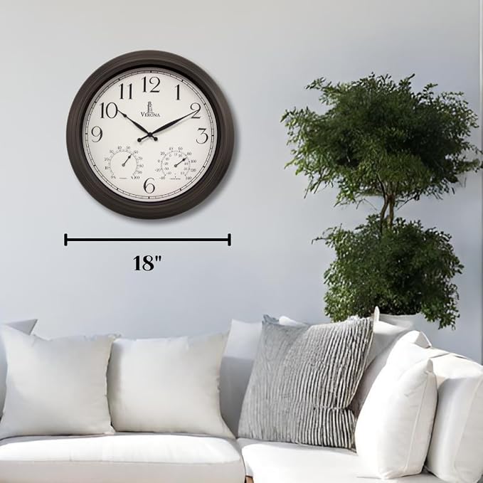 18 inch Outdoor Clocks for Patio Large Waterproof - Image 6