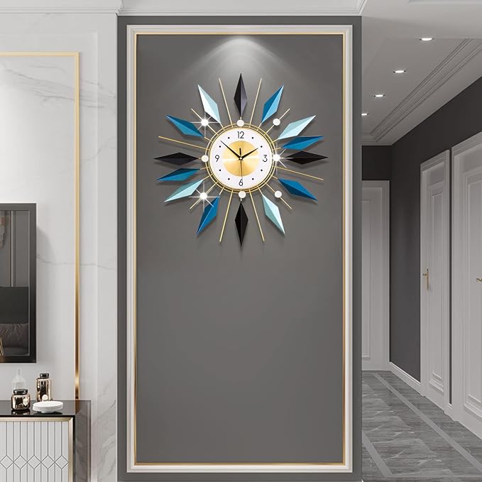 Large Metal Decorative Wall Clocks Silent Non-Ticking, 3D Modern Art Clock Home - Image 3
