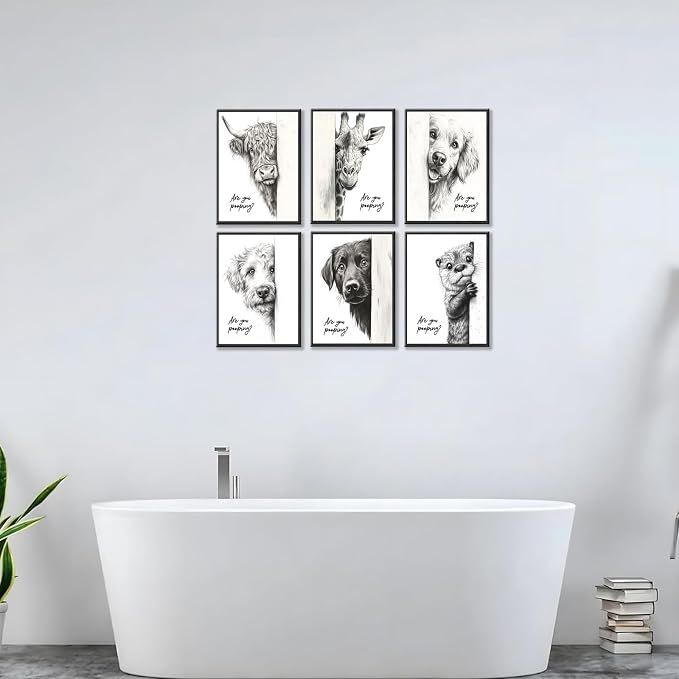 Funny Bathroom Wall Art Black and White Bathroom Posters Decor Rustic Donkey - Image 5