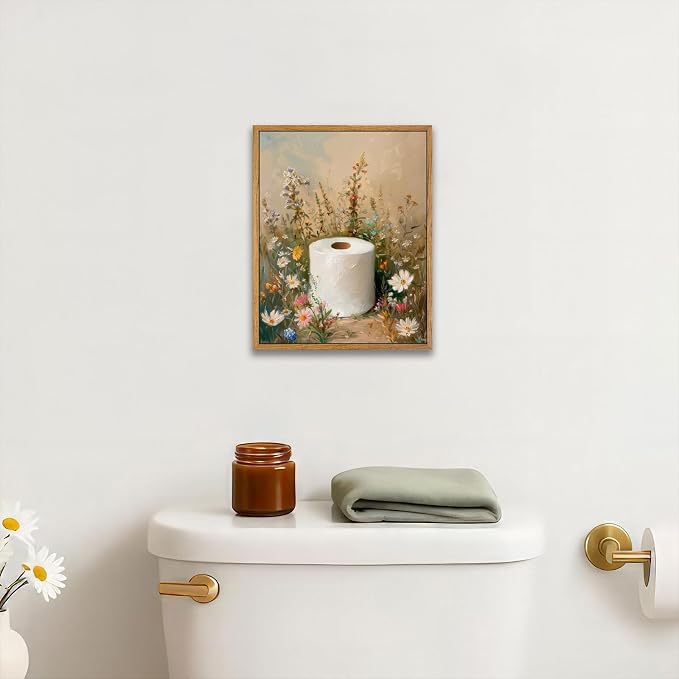 AtterrirArt Framed Vintage Bathroom Wall Art Funny, 8 * 10 Inch, Farmhouse - Image 3