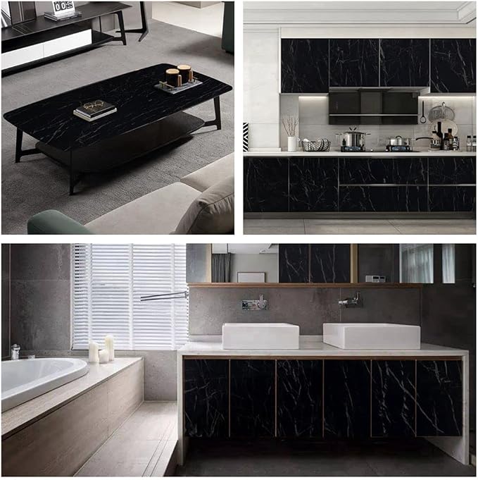 Arthome Black Marble, 17x393 Inches Peel and Stick Wallpaper, Marble Contact - Image 5