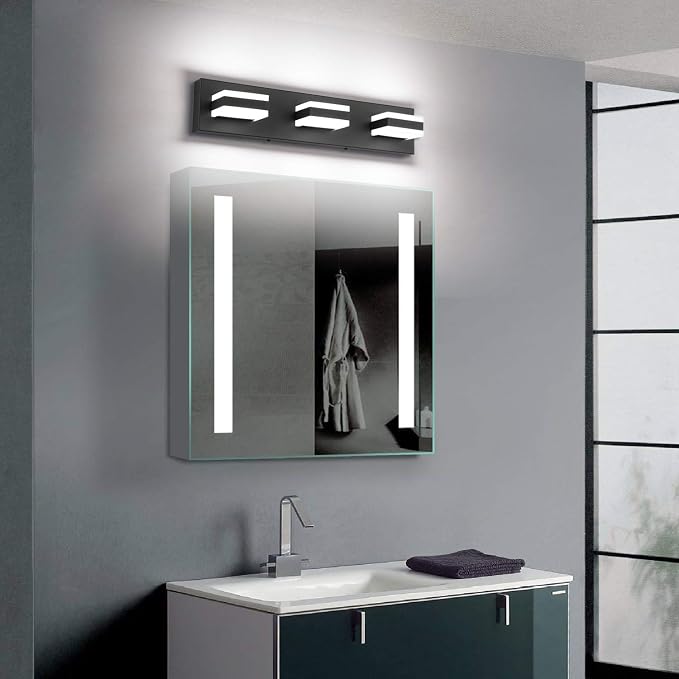 SOLFART Black Bathroom Vanity Light Fixtures Over Mirror LED Dimmable 3 Lights - Image 8