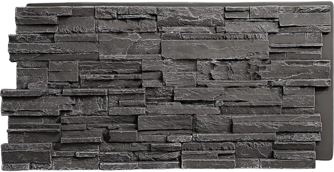 EverStone Cascade Faux Stone Panel, 48 5/8"W x 24 3/4"H x 1 1/4"D, Graphite by EkenaMillwork