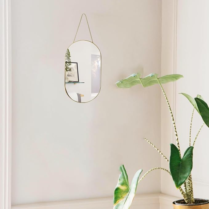 Gold Oval Mirror, Vanity Mirror - Image 2