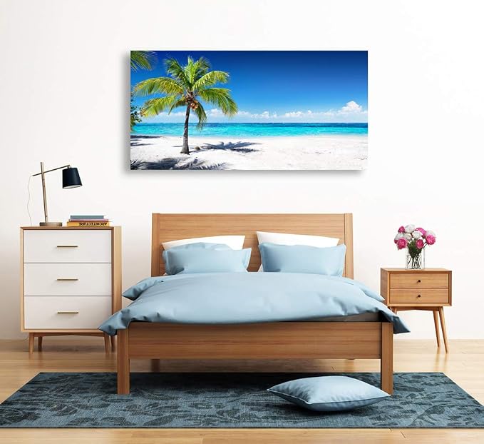 Baisuart-Large Canvas Wall Art Summer Ocean Waves Coconut Trees on Sands Beach - Image 7