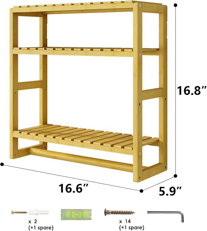Galood Over The Toilet Storage Bathroom Shelves Wall Mounted 3 Tier Space Saver - Image 3