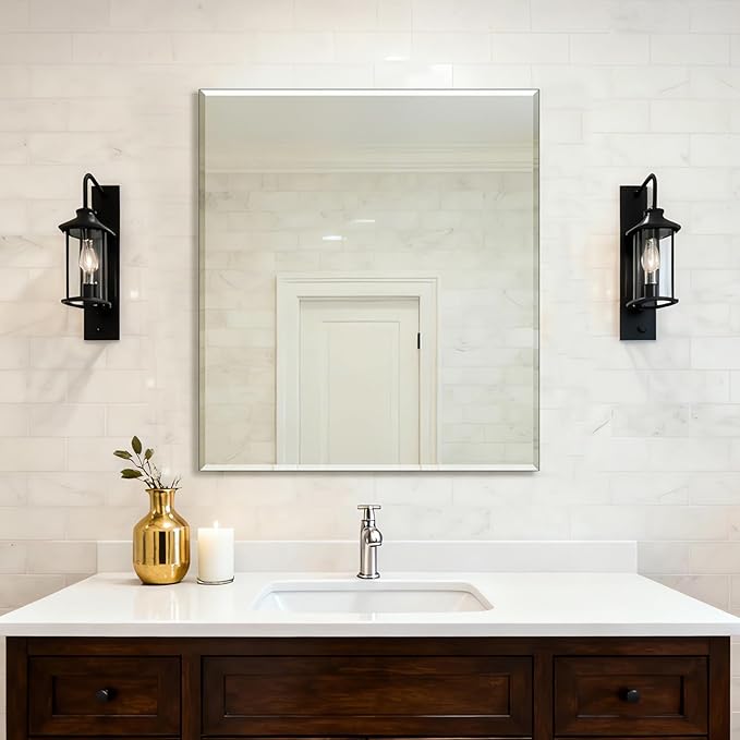 Ruomeng Frameless Mirror for Wall, 40x36 Inch Bathroom Vanity Mirror Farmhouse by Ruomeng
