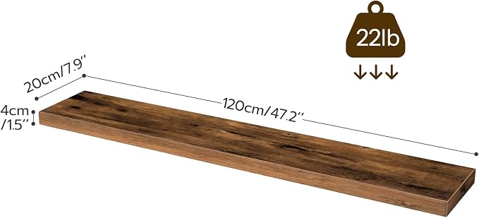 HOOBRO Floating Shelves for Wall, Wall Mounted Shelf Set of 2, 47.2" Hanging - Image 3