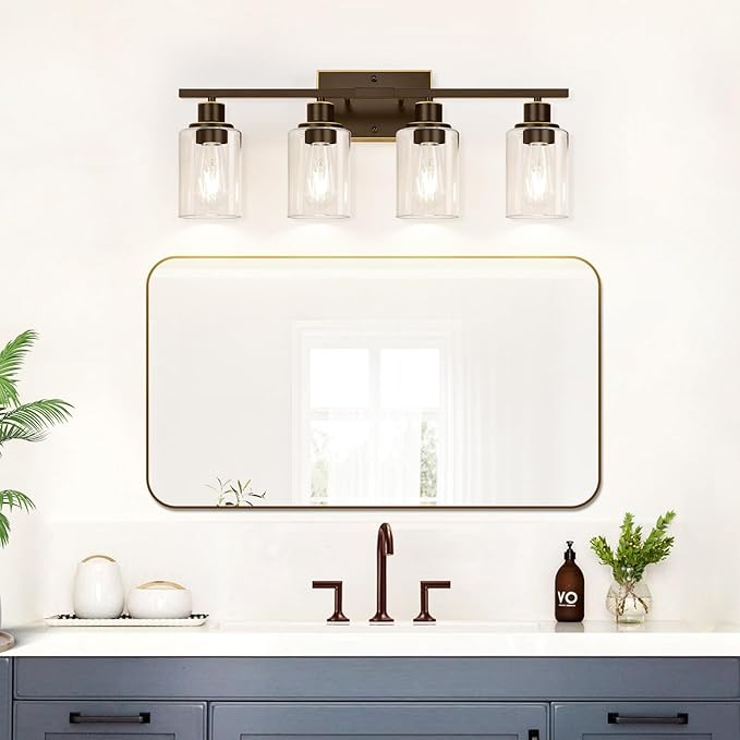 Indoi 4 Light Bathroom Light Fixtures, Oil-Rubbed Bronze Modern Vanity Lights - Image 7