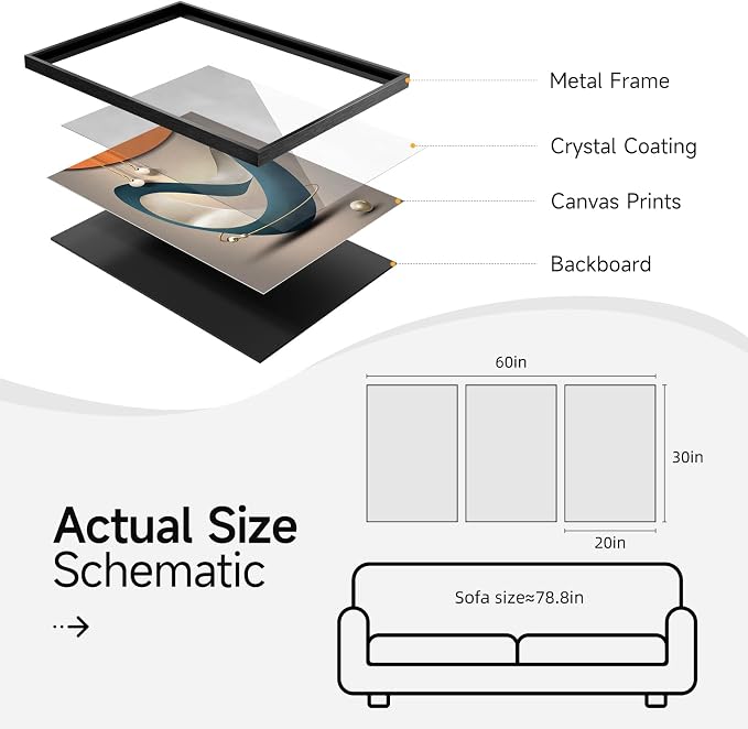 Large Framed Modern Elegant Luxury Wall Art - Image 7