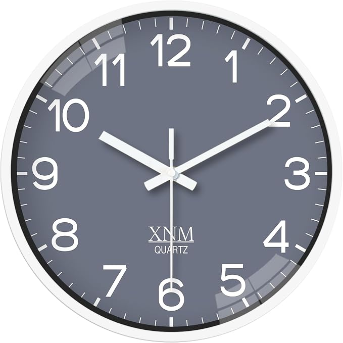 XNM Small Grey Minimalist Wall Clocks Battery Operated 8 Inch Classic Analog by XNMwallclock