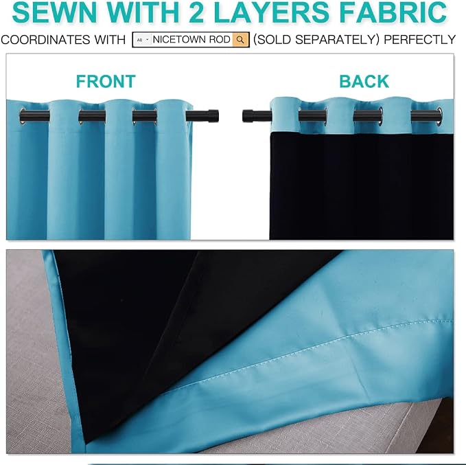 NICETOWN 100% Blackout Curtains 84 inches Long, Pair of Energy Smart & Noise - Image 5