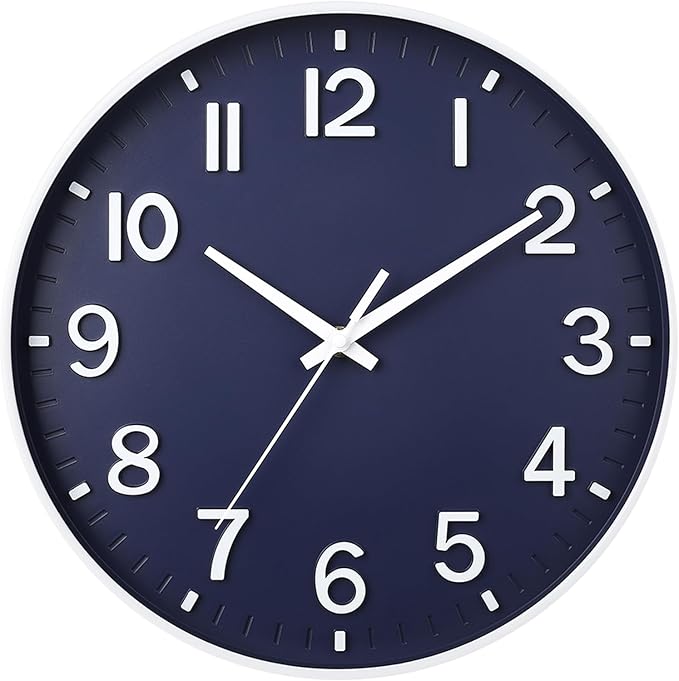 HZDHCLH Wall Clocks Battery Operated, Wall Clock Navy Blue, 8 inch Wall Clock by HZDHCLH